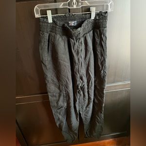 Abercrombie black linen blend pant